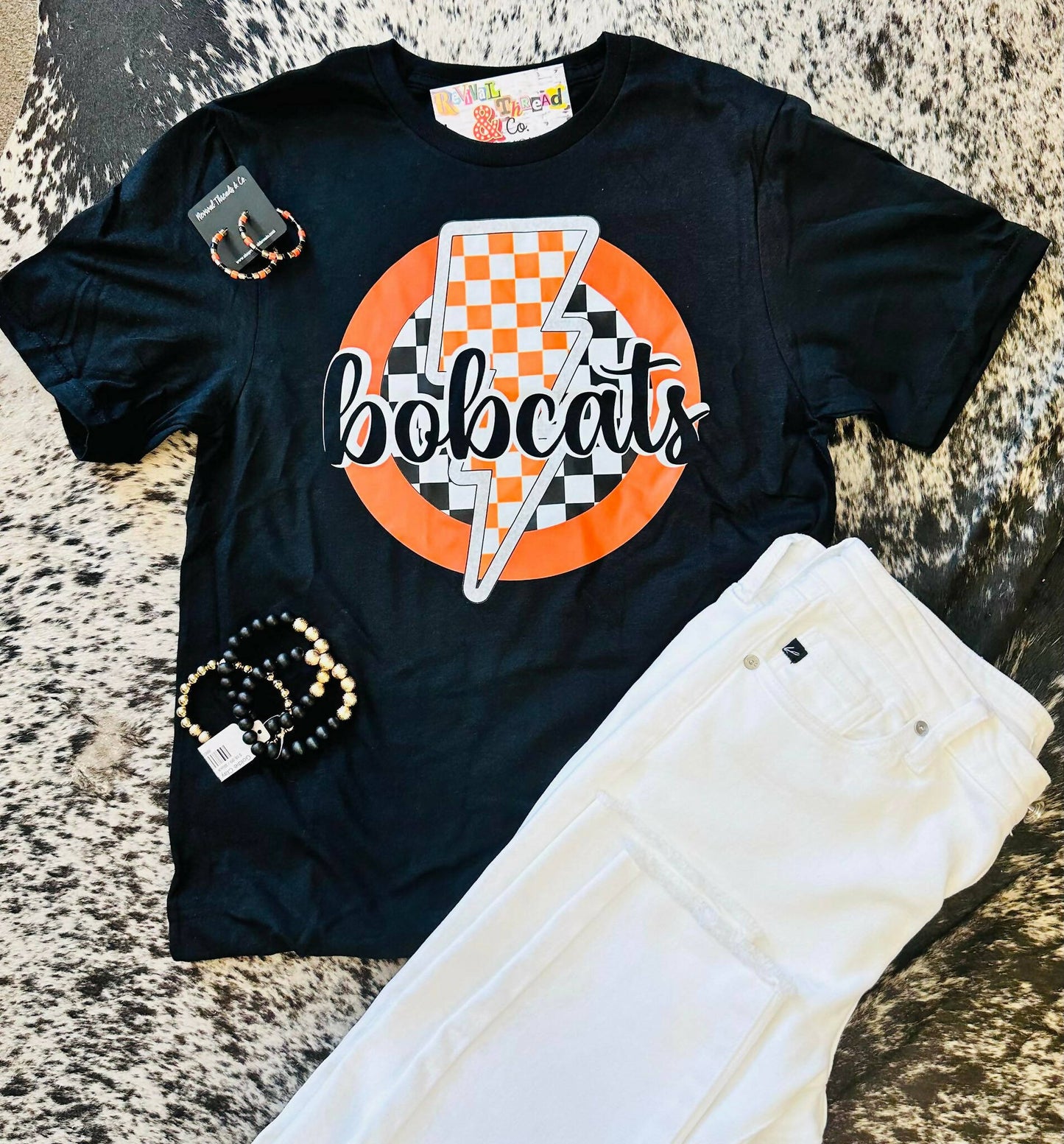 Bobcats Checkered Bolt Tee