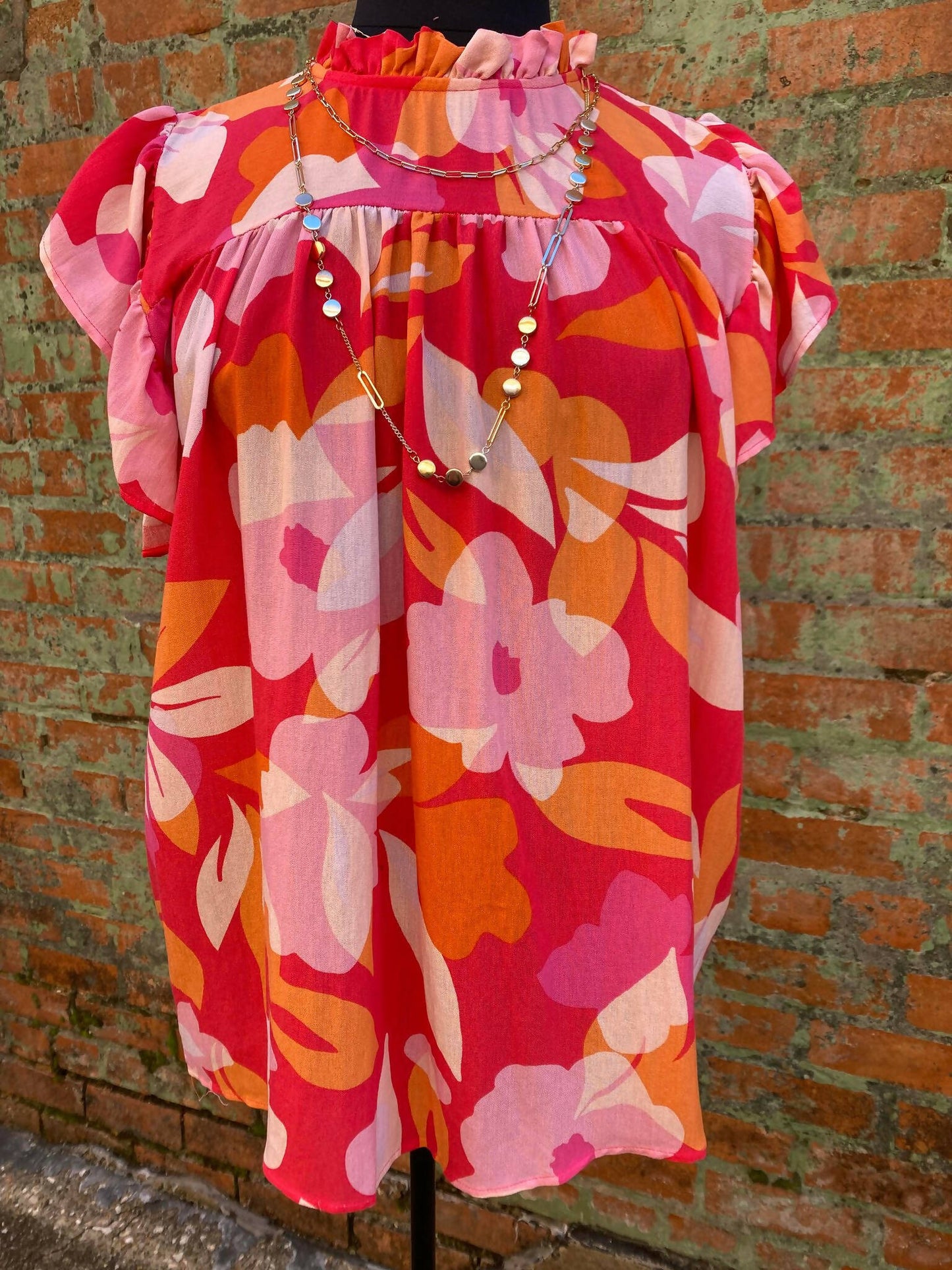Kallie Floral Fuchsia Top Plus