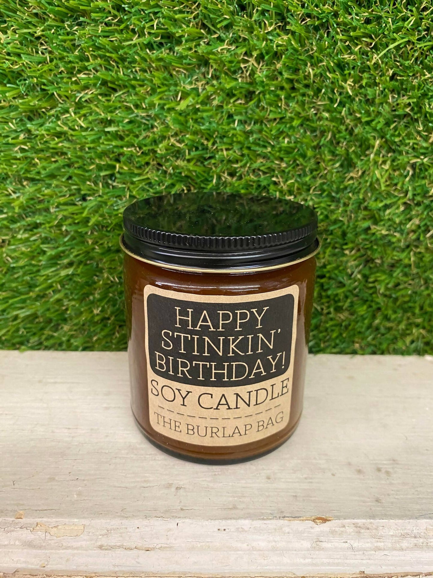 burlap bag birthday candle