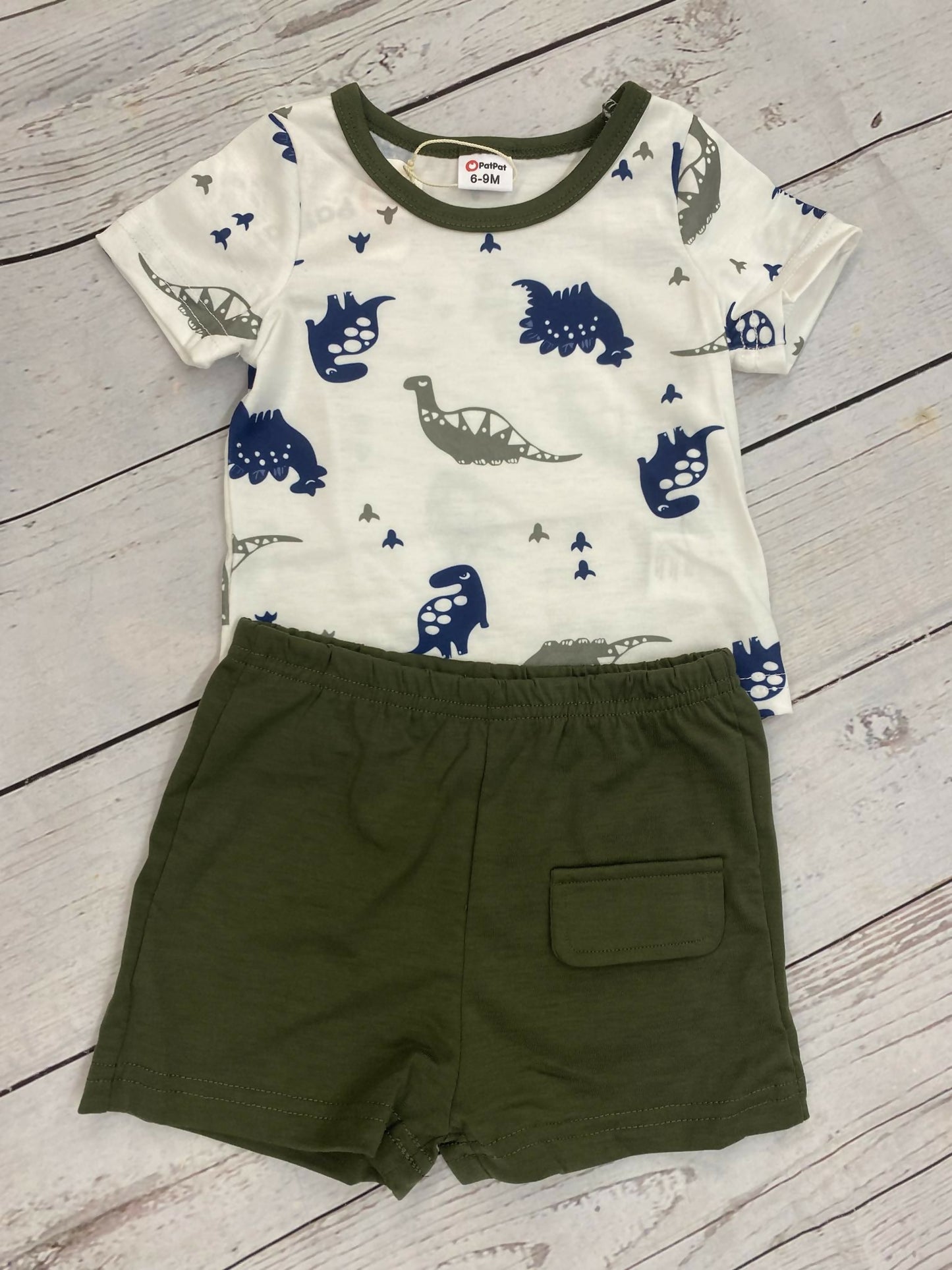 2pcs Dinosaur Tee/shorts Set