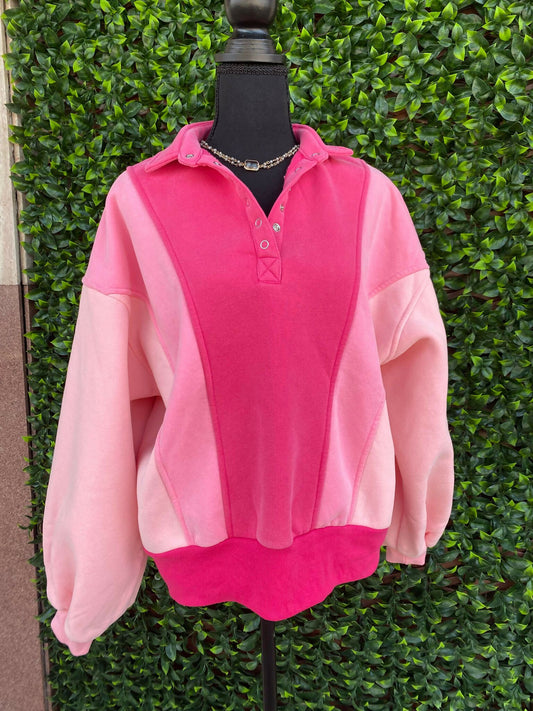 Jayden Pink Colorblock Sweatshirt