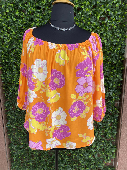 Reagan Orange Floral Plus Top