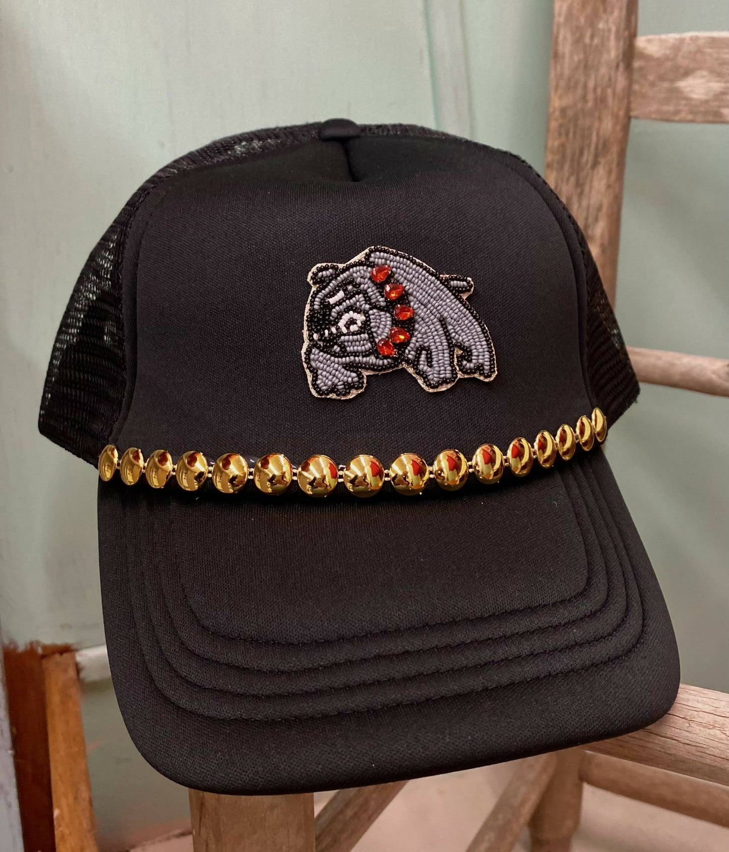 Beaded Bulldog Trucker Hat