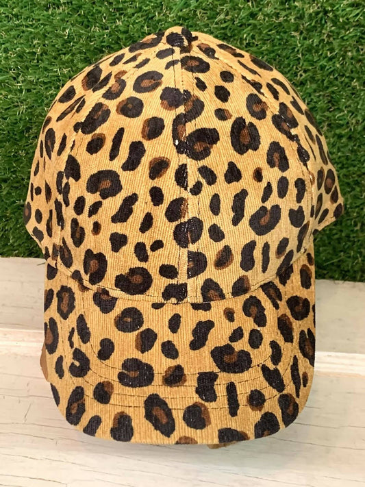 Corduroy Leopard Caps