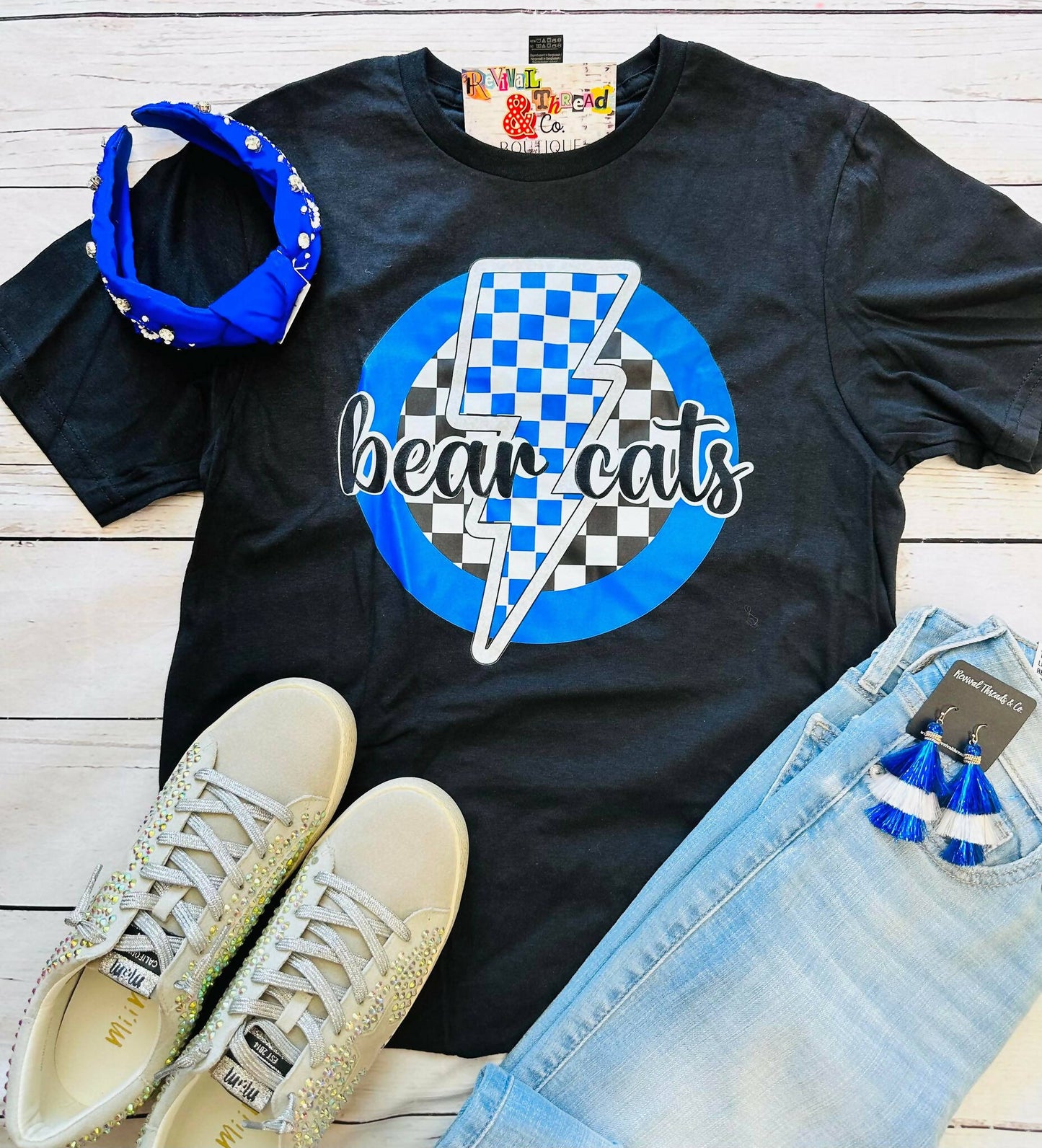 Bearcats Checkered Bolt Tee