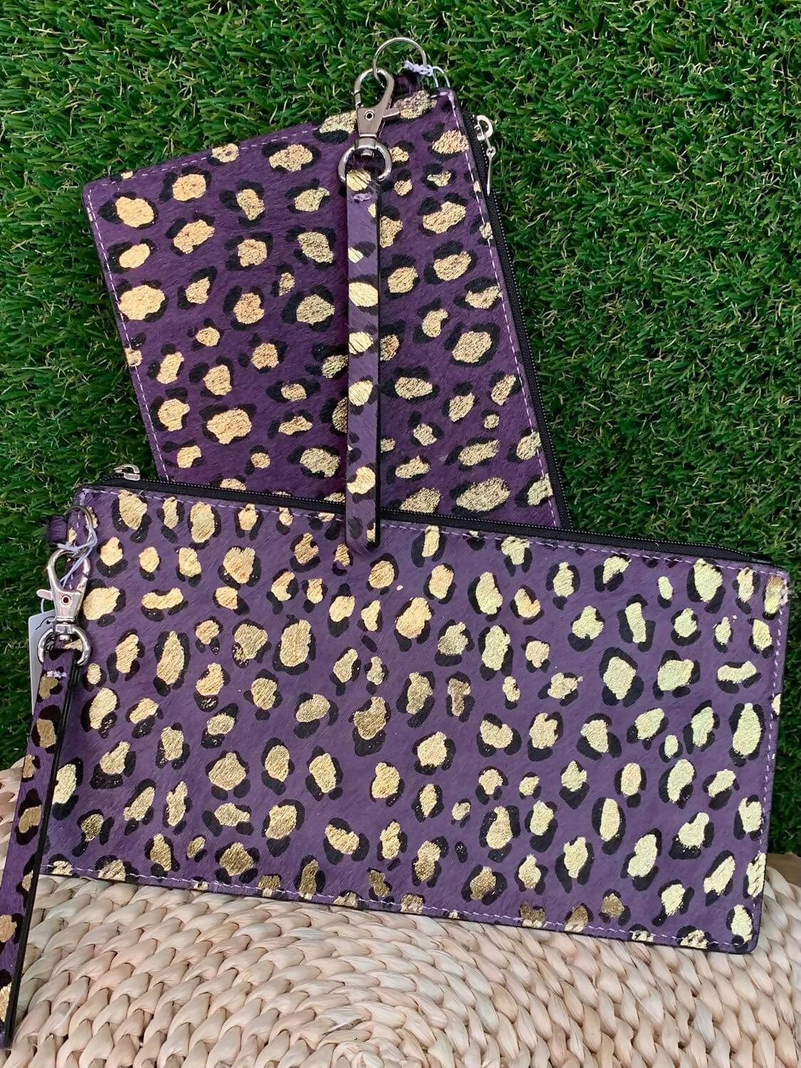 Aslin Purple Leopard Clutch