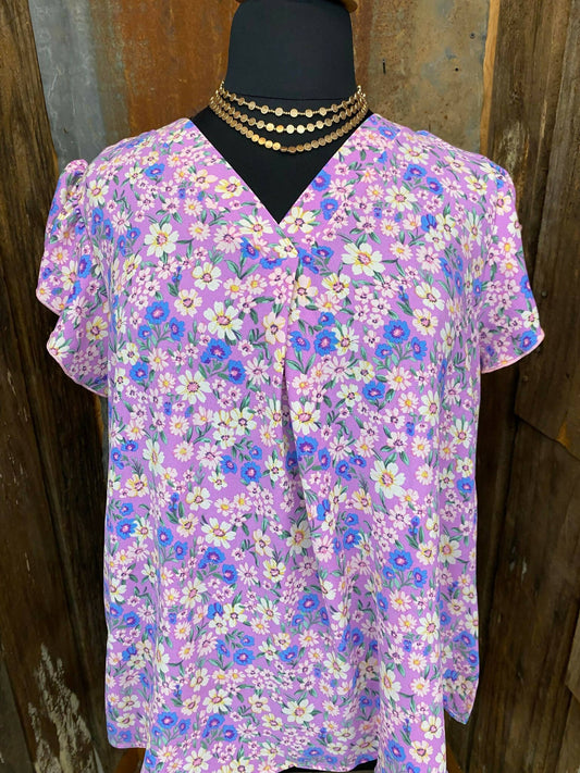 Violet floral blouse
